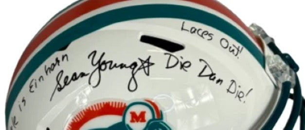 Sean Young signed inscribed full-size helmet Ace Ventura JSA Miami Dolphins Ray Finkel