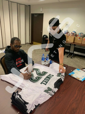 ASANTE SAMUEL SR. AUTOGRAPHED INSCRIBED CUSTOM WHITE PRO STYLE JERSEY JSA