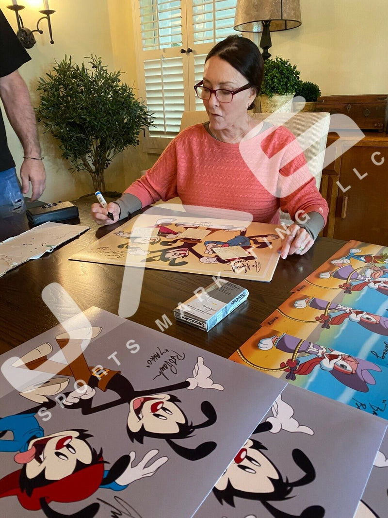 Animaniacs Cast Autograph Signed Inscribed 16x20 Framed Photo Rob Paulsen Tress MacNeille Jess Harnell JSA