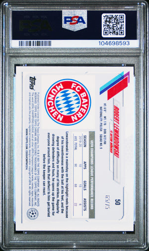 Robert Lewandowski 2020-21 Topps Chrome Green Sapphire /75 PSA 10 #50 Edition