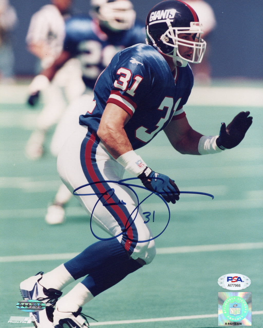 Jason Sehorn autographed signed 8x10 photo NFL New York Giants PSA COA