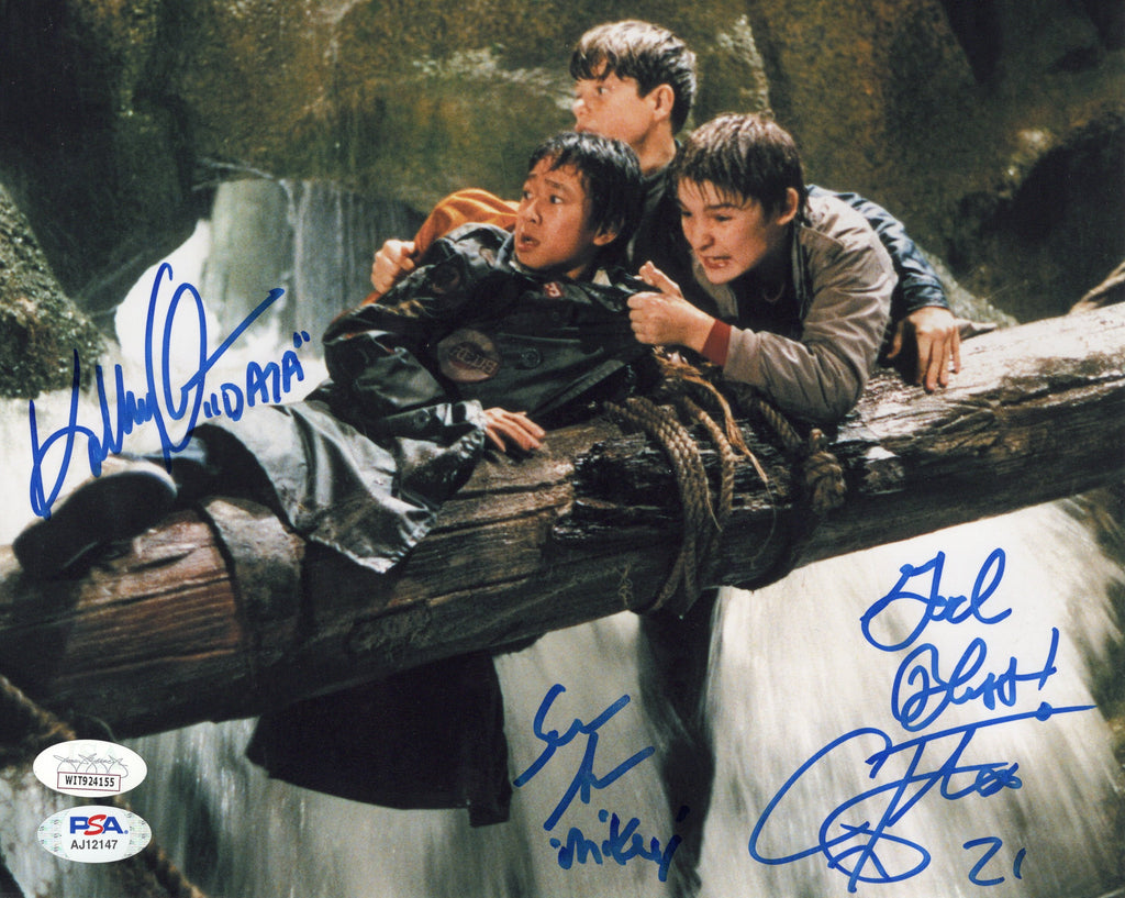 Cast signed inscribed 8x10 photo The Goonies JSA PSA Feldman Astin Ke Quan