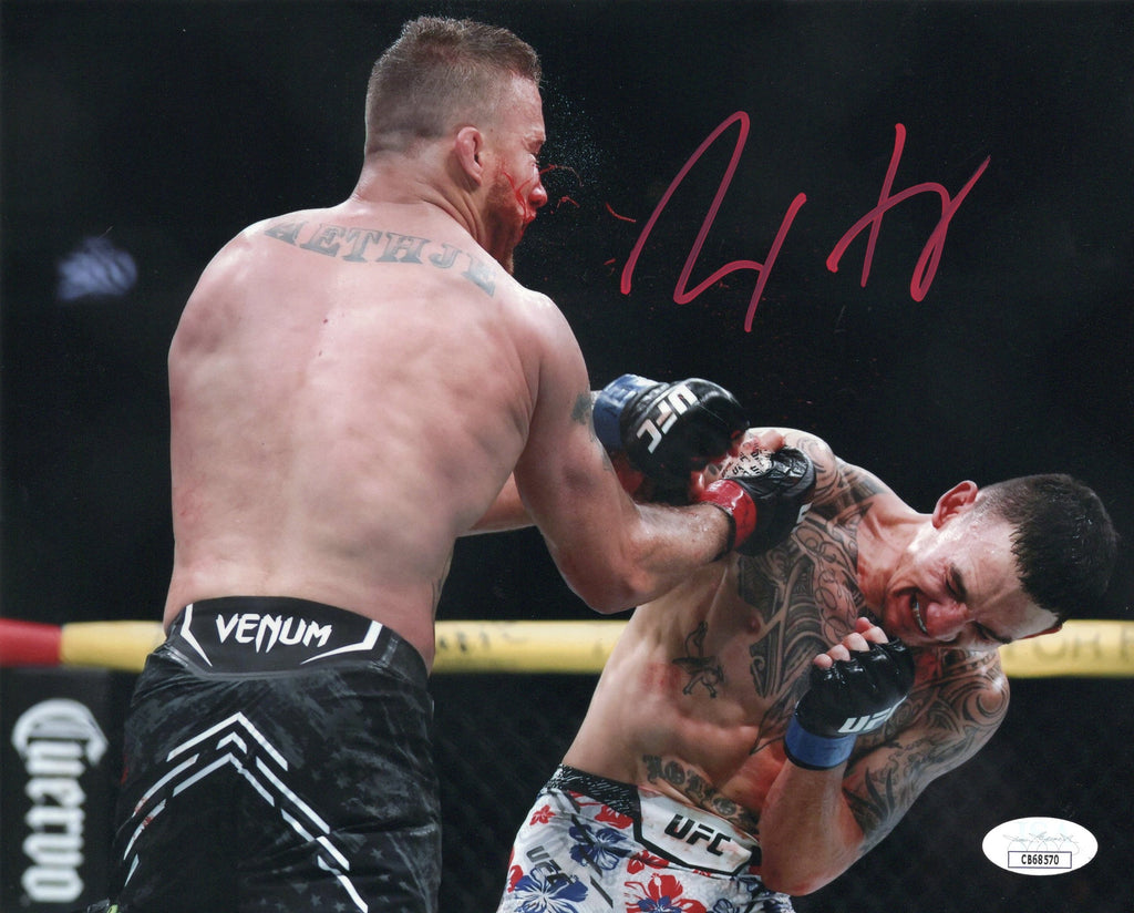 Max Holloway autographed signed 8x10 photo UFC Blessed JSA COA Justin Gaethje