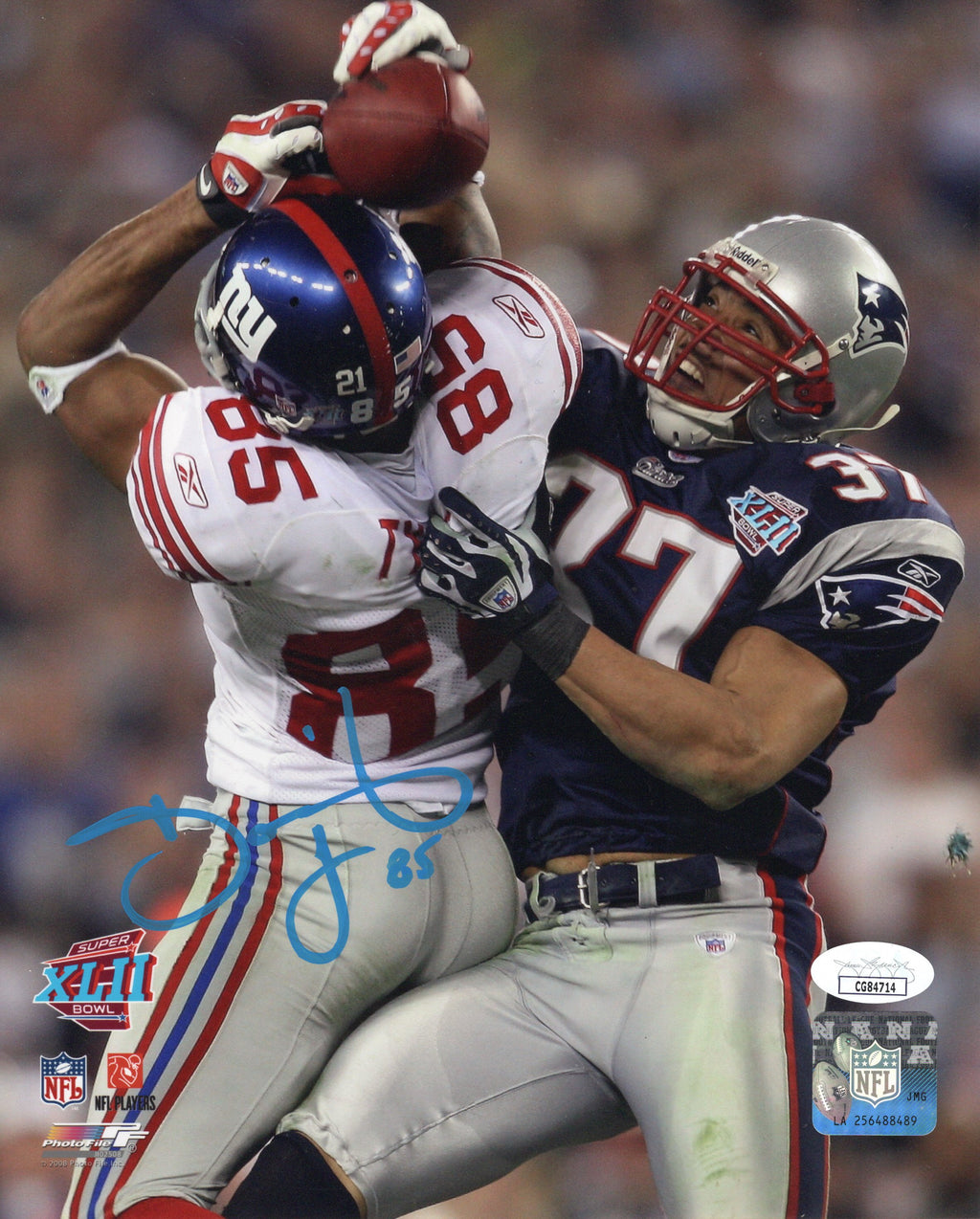 David Tyree autographed signed 8x10 photo NFL New York Giants JSA COA