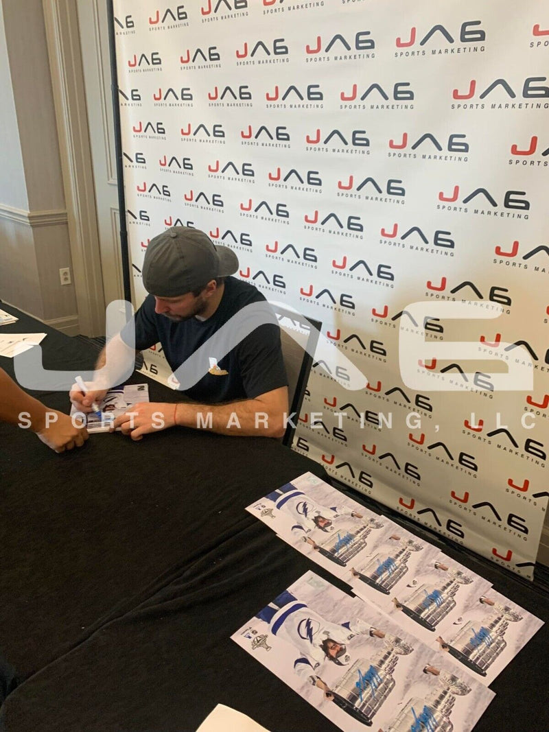 Team signed 11x14 photo Tampa Bay Lightning JSA Vasilevskiy Kucherov Segachev