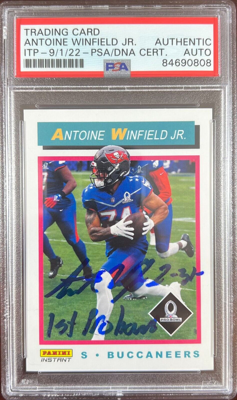 Antoine Winfield Jr auto inscribed Panini card Tampa Bay Buccaneers PSA Encap