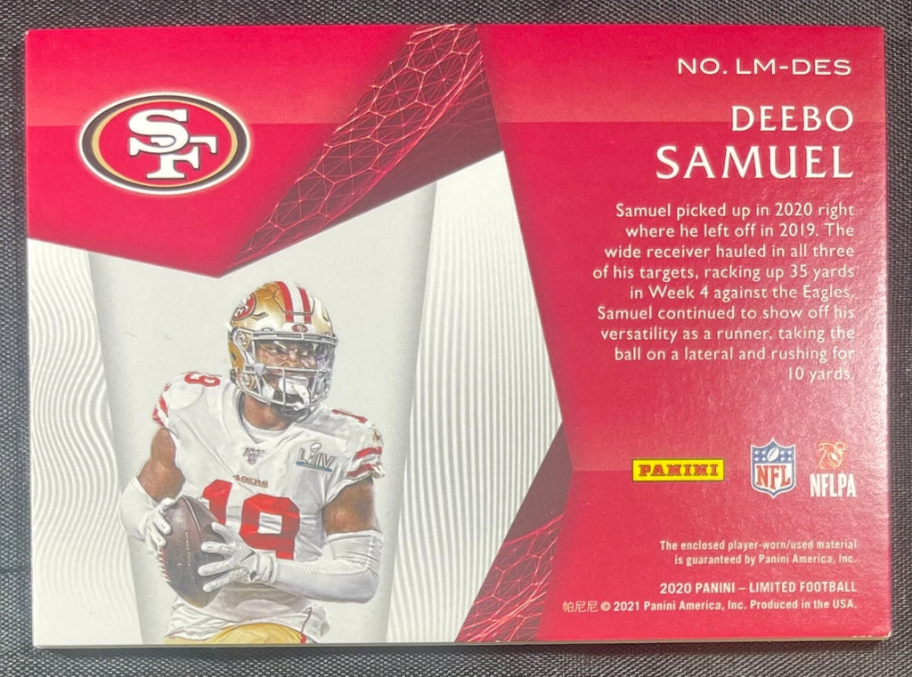 Deebo Samuel 2020 Panini Limited Limitless Game Used Gold /25