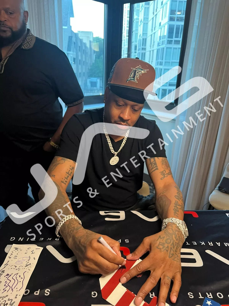 Allen Iverson autographed signed stat jersey green Pro Style JSA COA