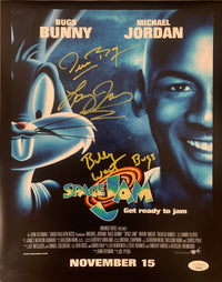Billy West Larry Johnson Muggsy Bogues signed 11x14 photo Space Jam JSA Witness