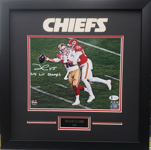 Frank Clark signed inscribed 8x10 framed NFL Kansas City Chiefs Beckett COA