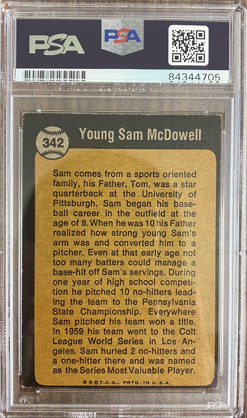 Sam McDowell signed card 1973 Topps #342 San Francisco Giants PSA Encapsulated