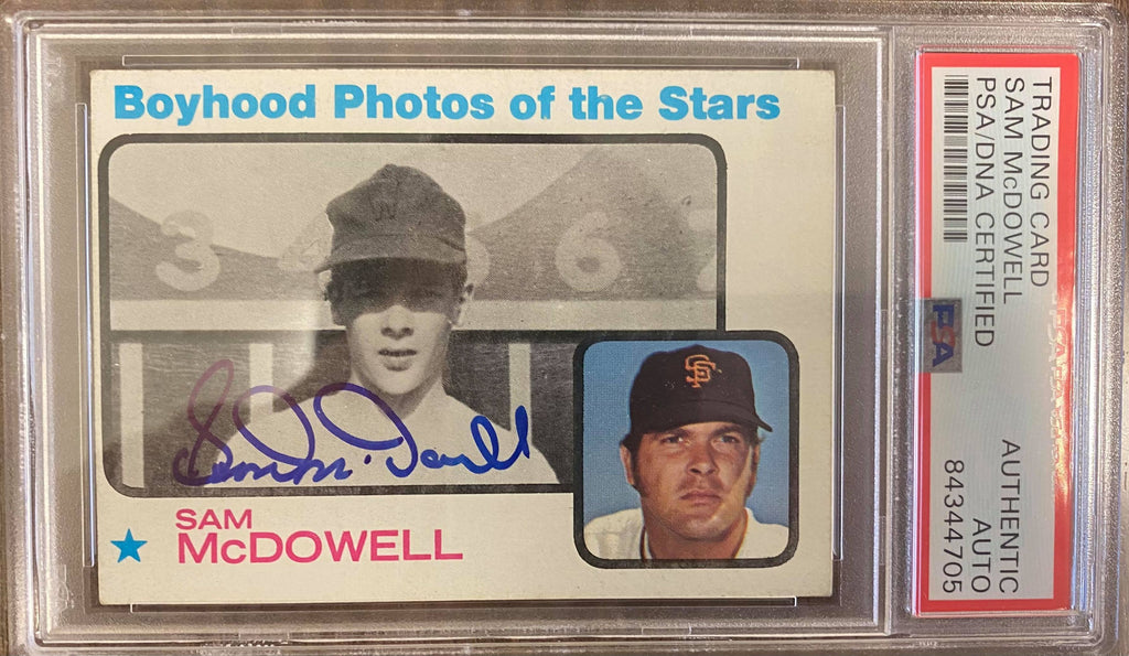 Sam McDowell signed card 1973 Topps #342 San Francisco Giants PSA Encapsulated