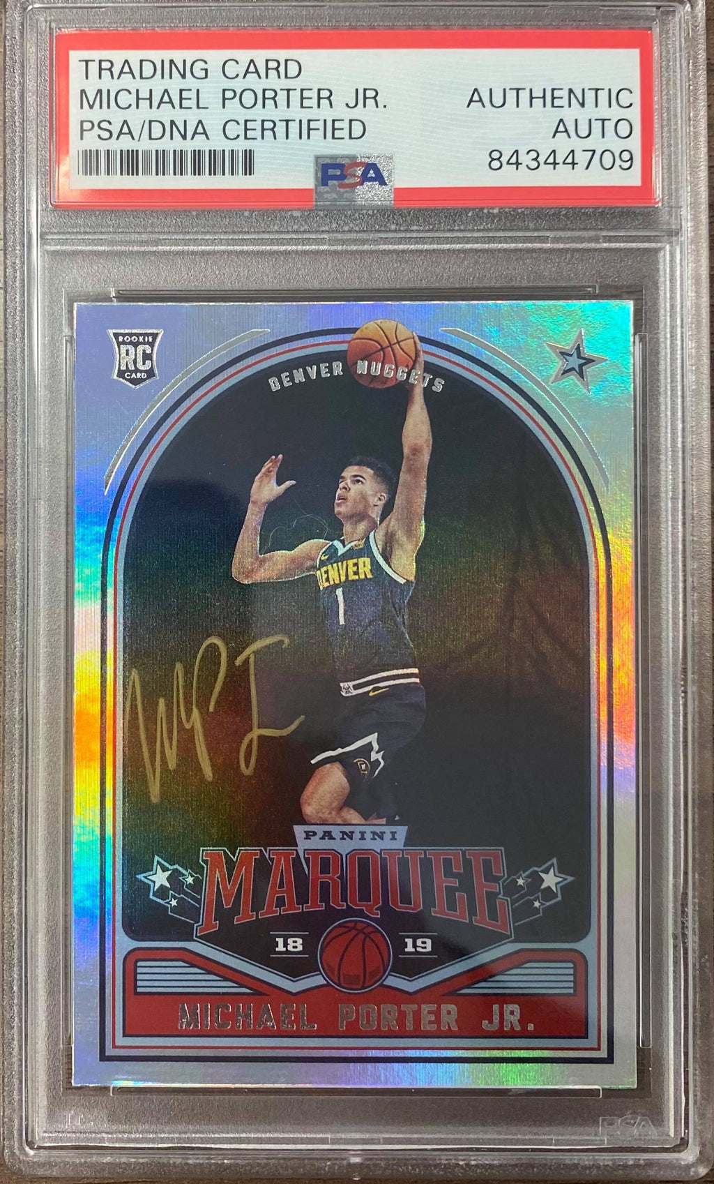 Michael Porter Jr. signed RC Panini #251 Denver Nuggets PSA Encapsulated Marquee