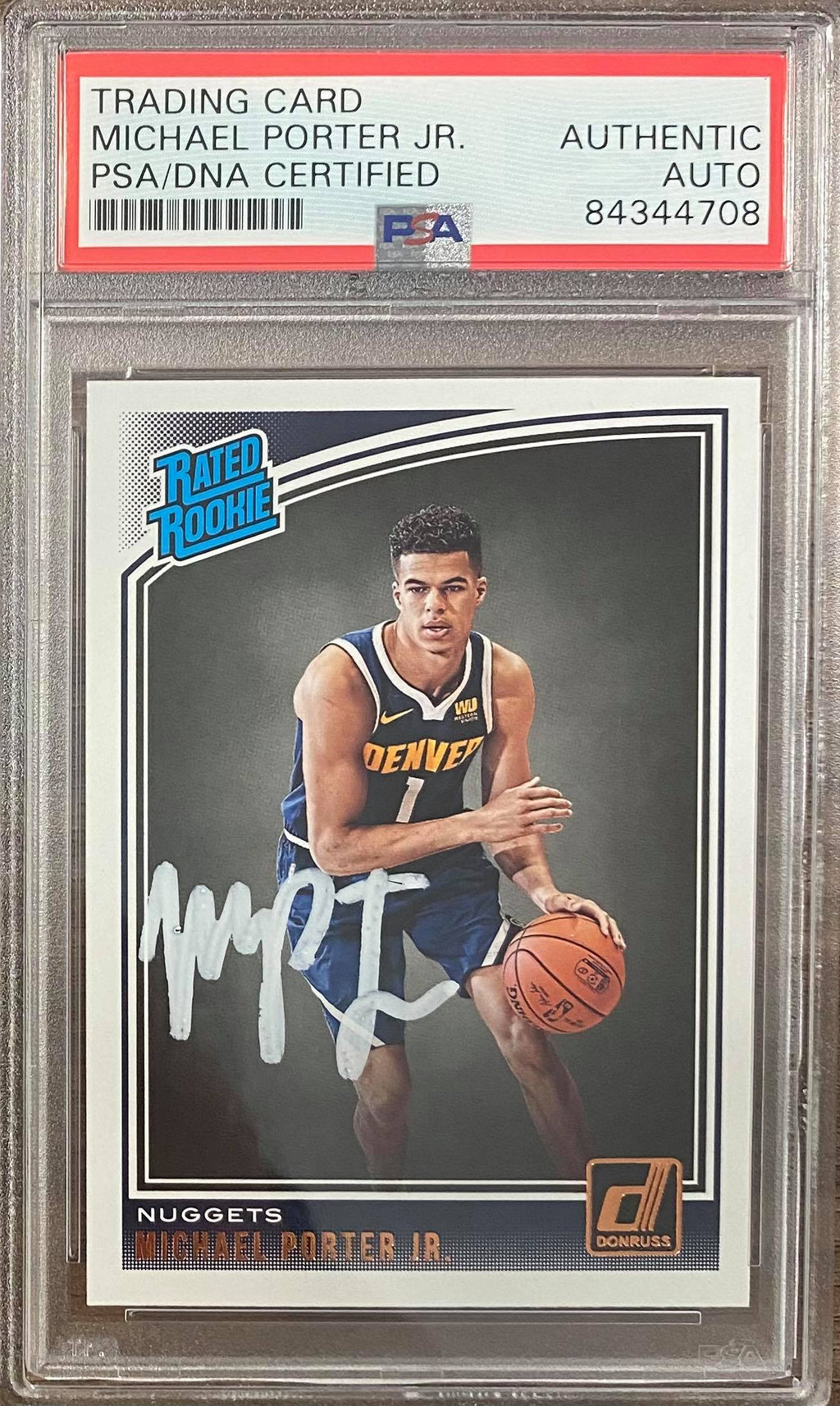 Michael Porter Jr. signed RC Donruss #182 Denver Nuggets PSA Encapsulated Panini