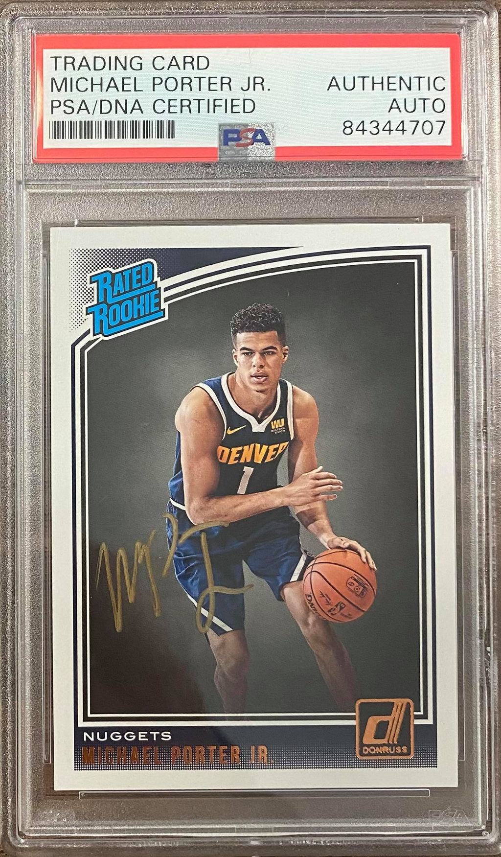 Michael Porter Jr. signed RC Donruss #182 Denver Nuggets PSA Encapsulated Panini