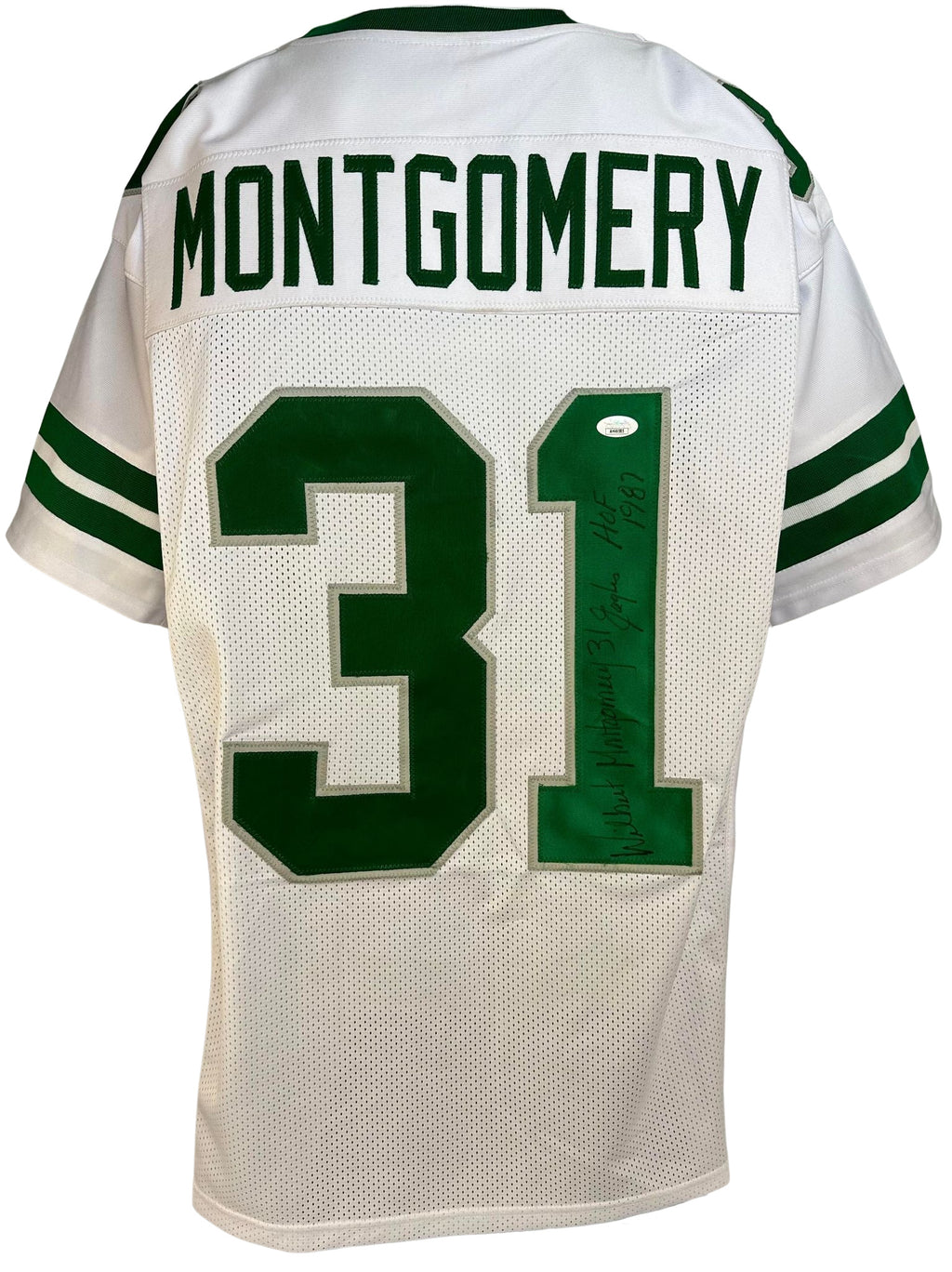 WILBERT MONTGOMERY AUTOGRAPHED INSCRIBED GREEN PRO STYLE JERSEY JSA