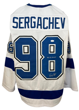 Mikhail Sergachev autographed inscribed jersey NHL Tampa Bay Lightning JSA COA