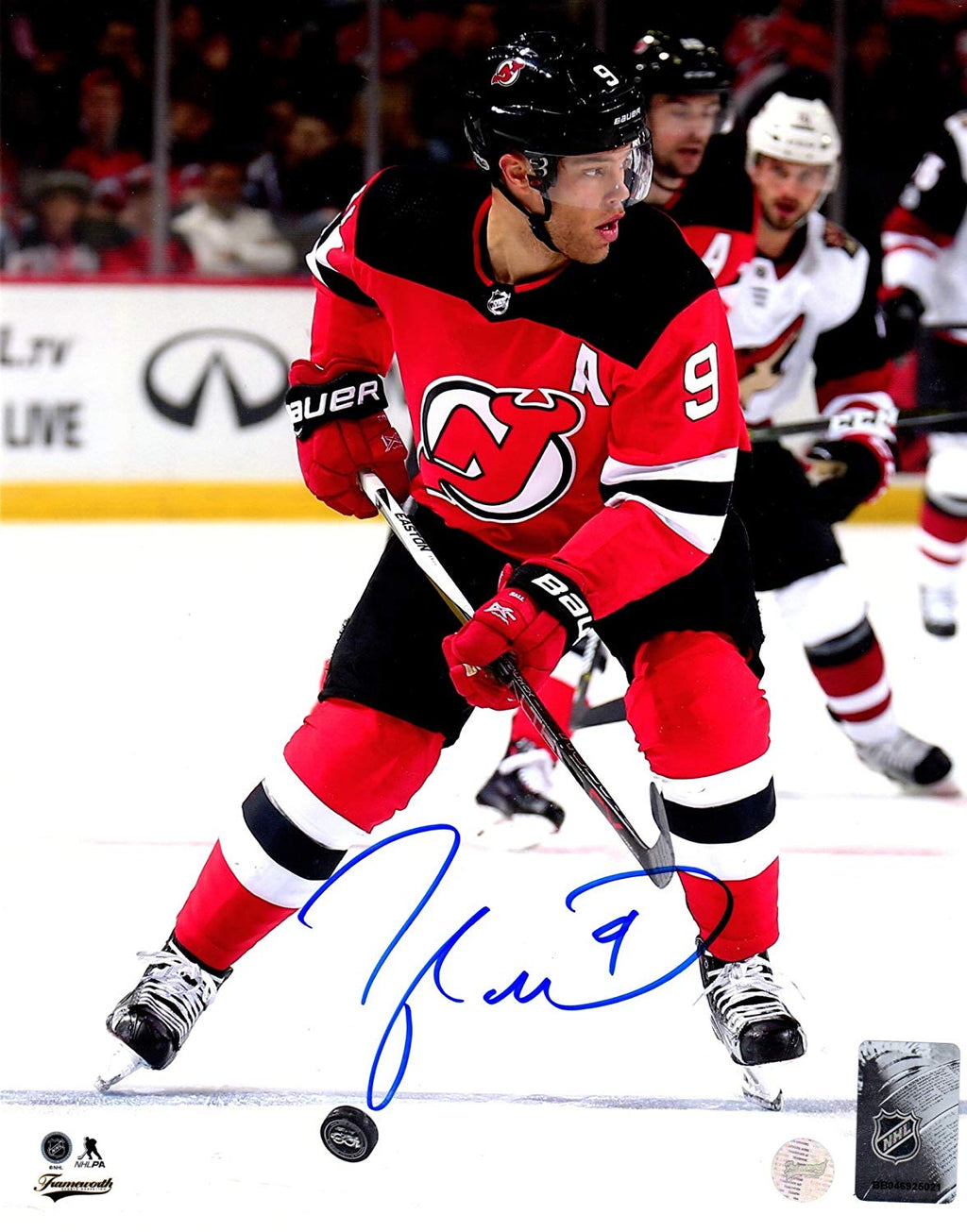 Taylor Hall Autograph NJ Devils 8x10 photo Hart Trophy Frameworth - JAG Sports Marketing