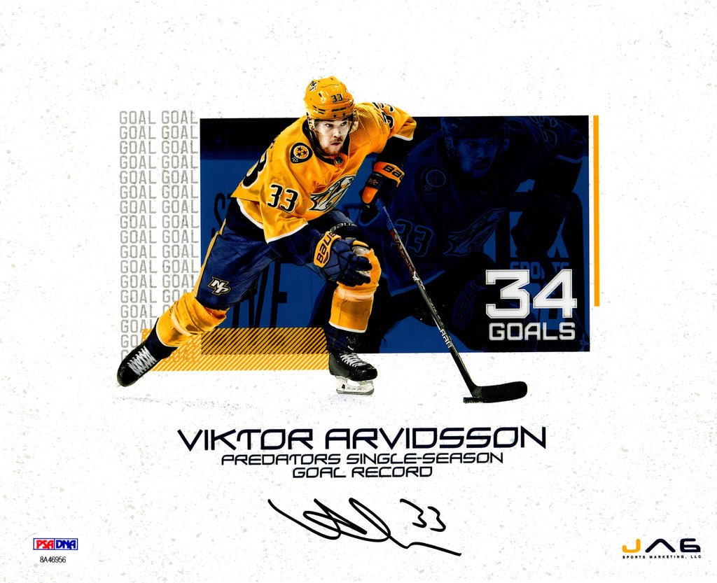 Viktor Arvidsson autographed signed 8x10 photo NHL Nashville Predators PSA COA - JAG Sports Marketing
