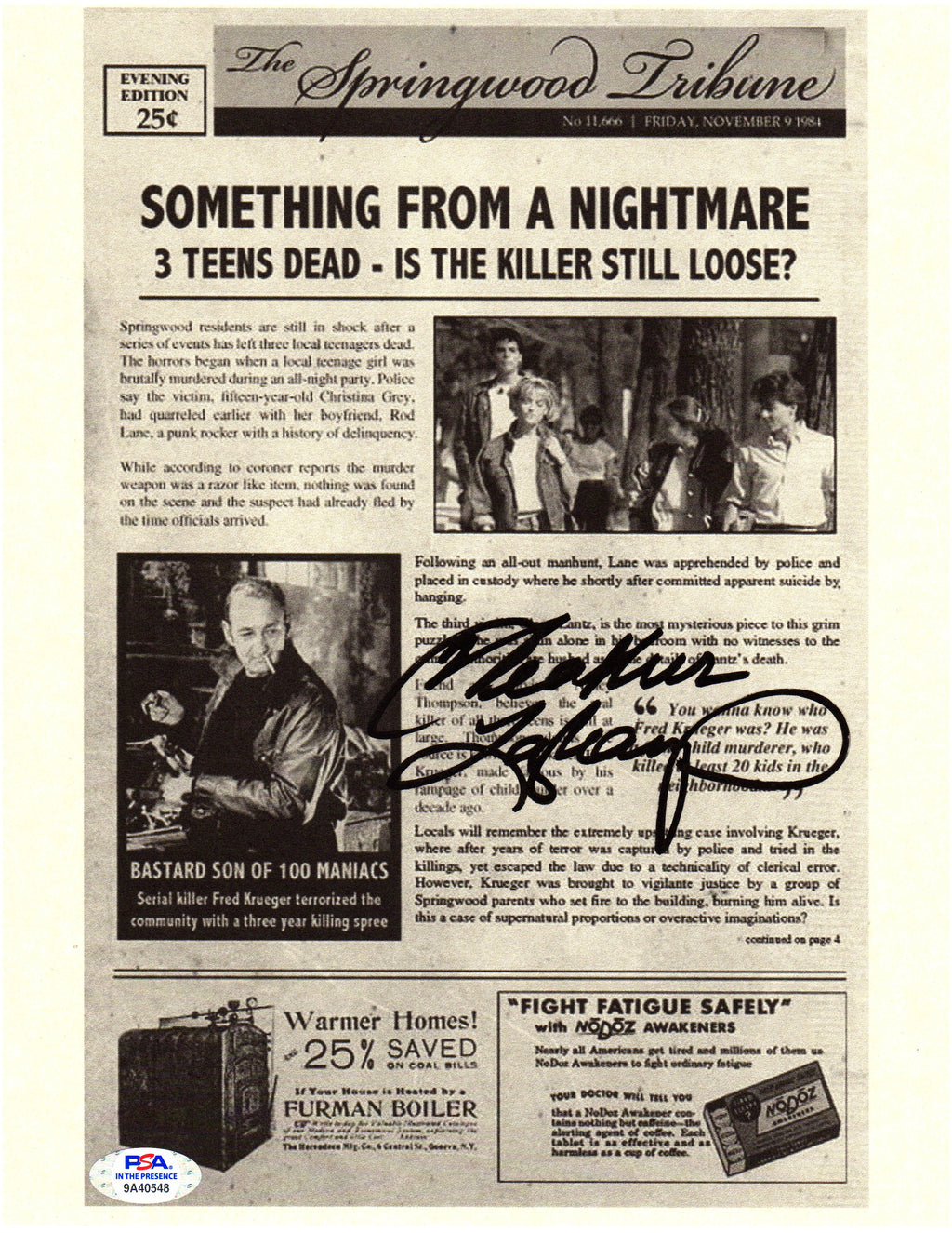 Heather Langenkamp autograph signed 8x10 movie newspaper Nightmare on Elm St PSA - JAG Sports Marketing