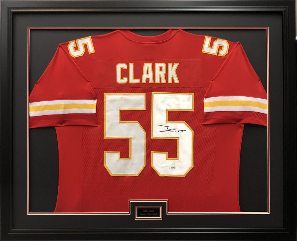 FRANK CLARK SIGNED CUSTOM RED PRO STYLE AUTOGRAPHED FRAMED JERSEY PSA COA - JAG Sports Marketing