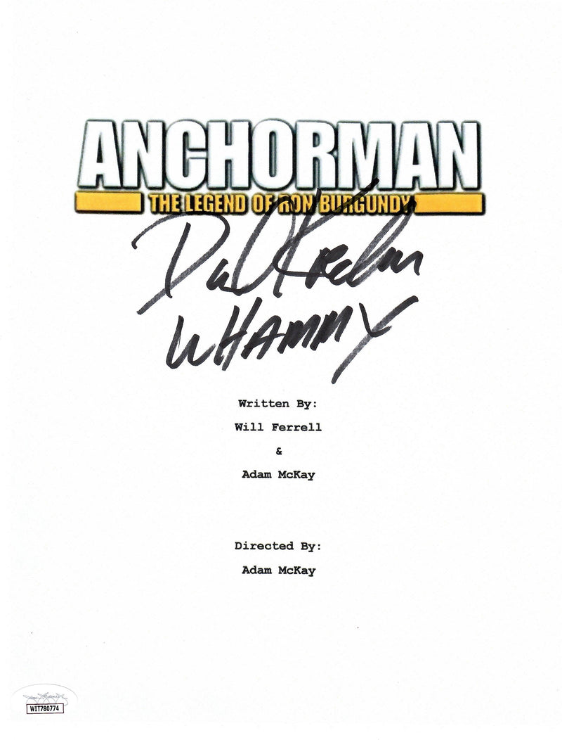 David Koechner signed inscribed Movie Script Anchorman JSA Witness Will Ferell