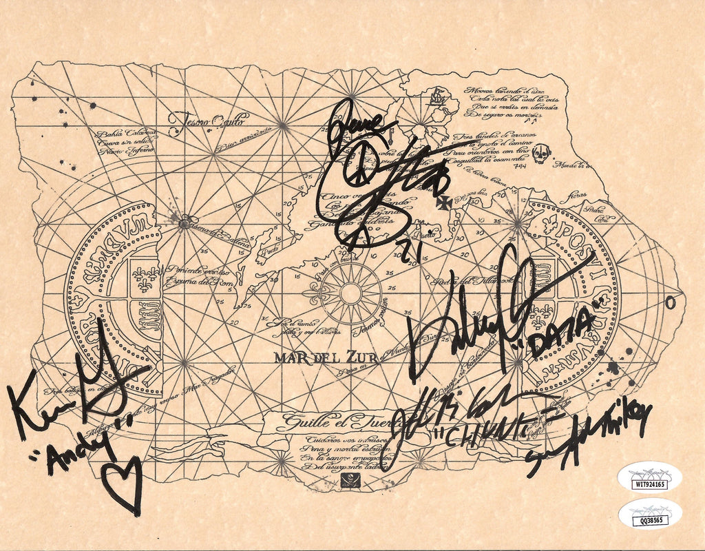 Cast signed inscribed The Goonies Map JSA PSA Feldman Astin Choen KeQuan Green