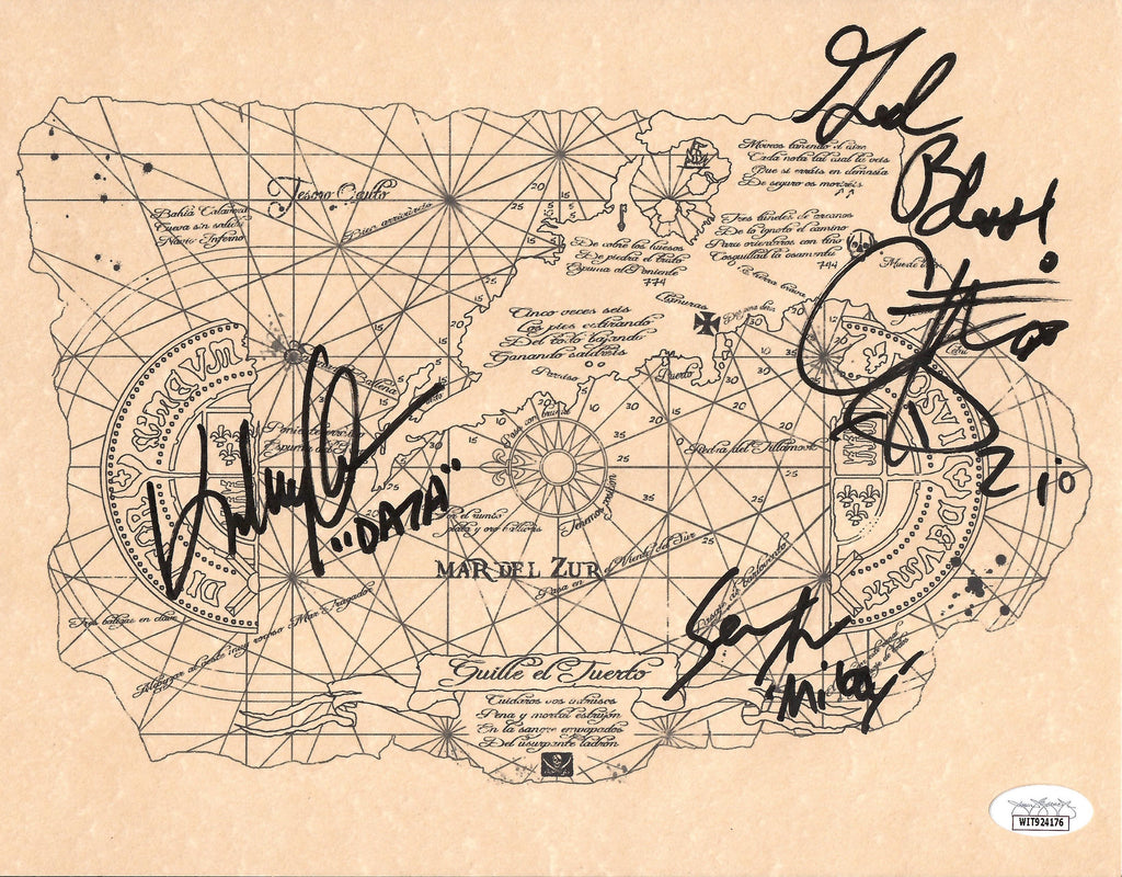 Corey Feldman Johnathan KeQuan Sean Astin signed inscribed Goonies Map JSA COA
