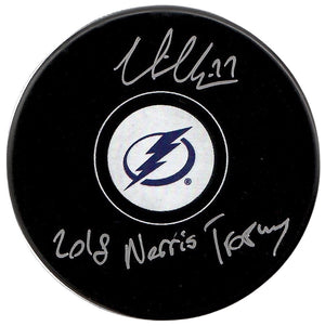 Victor Hedman autographed signed inscribed Puck NHL Tampa Bay Lightning JSA COA