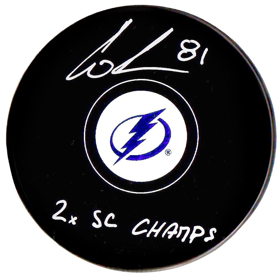 Erik Cernak autographed signed inscribed Puck NHL Tampa Bay Lightning JSA COA