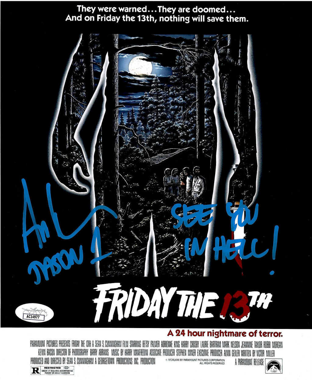 Ari Lehman signed inscribed 8x10 photo Jason Voorhees Friday The 13th JSA COA