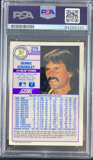Dennis Eckersley auto card Score #276 1989 Oakland Athletics PSA Encapsulated - JAG Sports Marketing