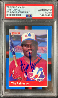 Tim Raines auto signed card 1987 Donruss #345 Montreal Expos PSA Encapsulated - JAG Sports Marketing