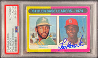 Lou Brock auto card Topps #309 1975 MLB St. Louis Cardinals PSA Encapsulated - JAG Sports Marketing