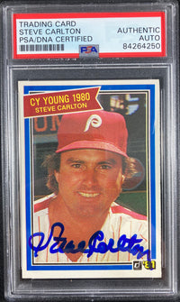 Steve Carlton auto card 1981 Donruss #481 Philadelphia Phillies PSA Encapsulated - JAG Sports Marketing