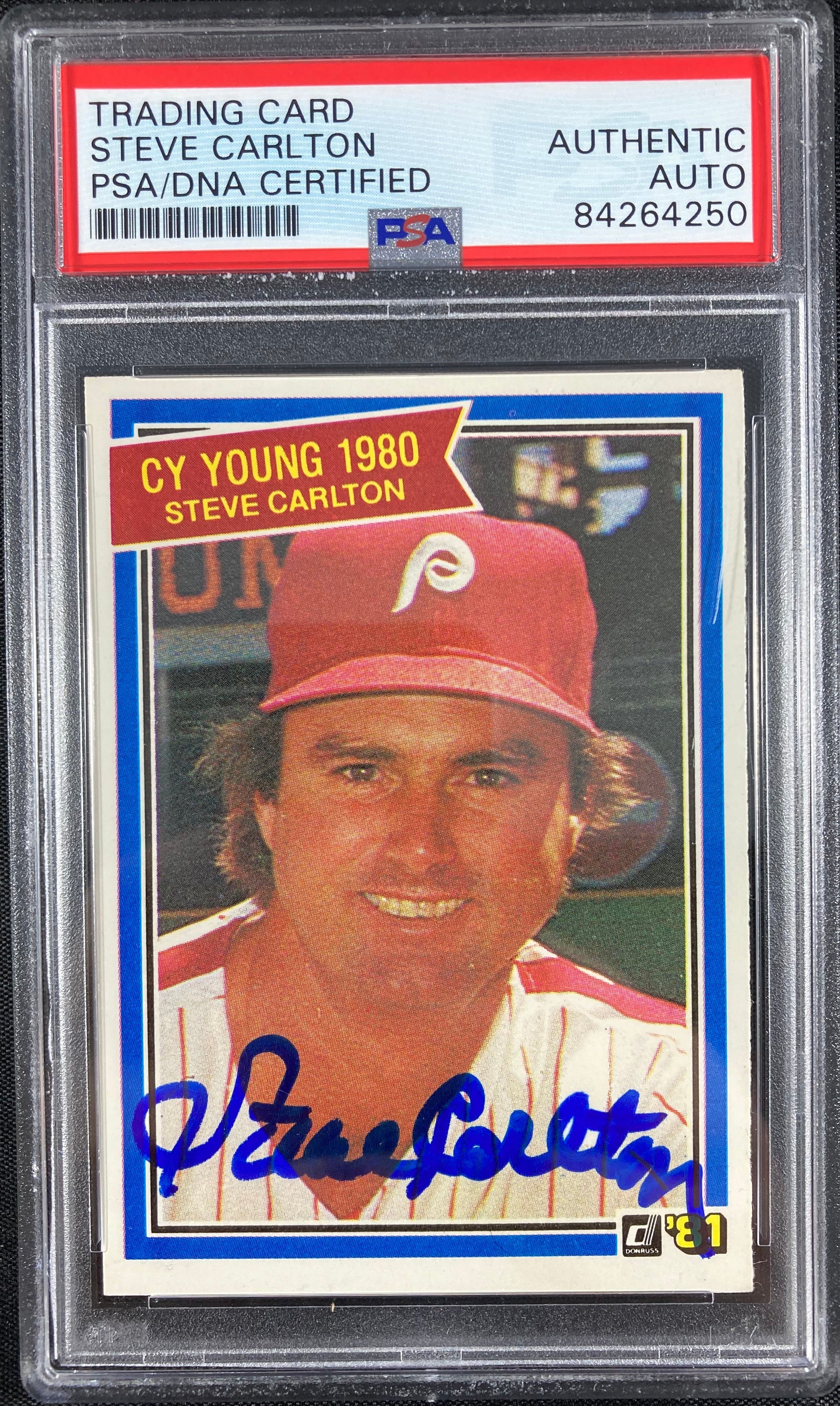 Steve Carlton auto card 1981 Donruss #481 Philadelphia Phillies