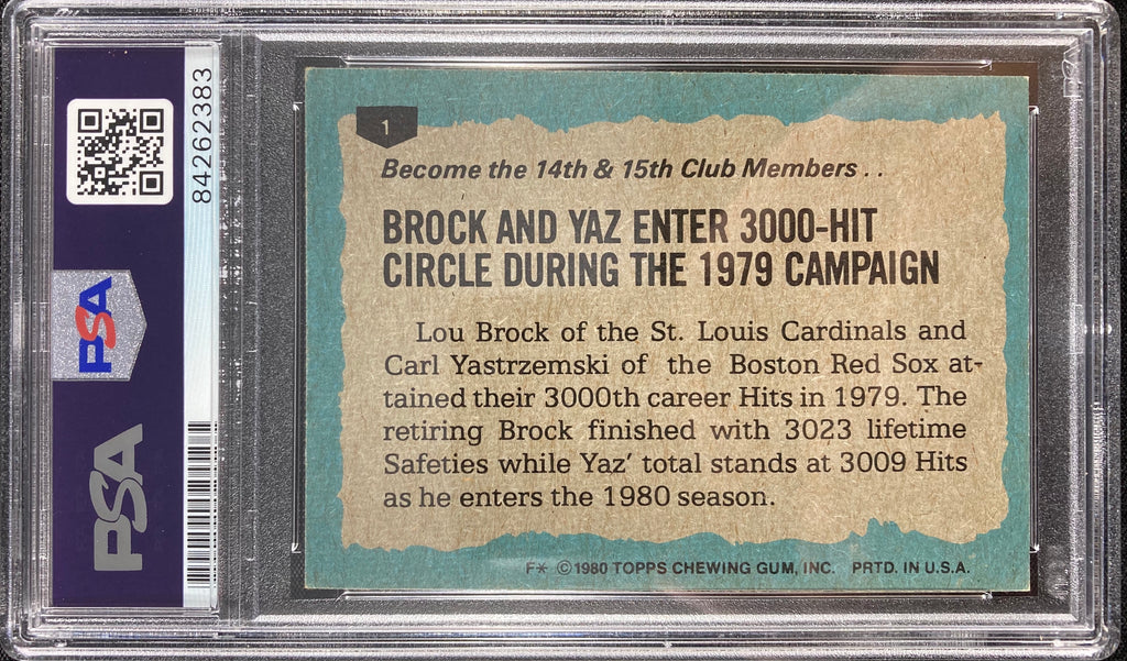 Lou Brock auto card 1980 Topps #1 MLB St. Louis Cardinals PSA Encapsulated - JAG Sports Marketing
