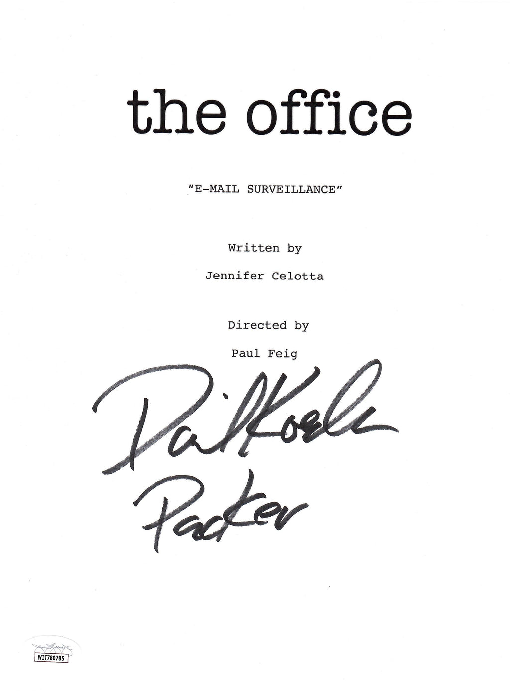 David Koechner signed inscribed TV Script The Office JSA Witness Packer