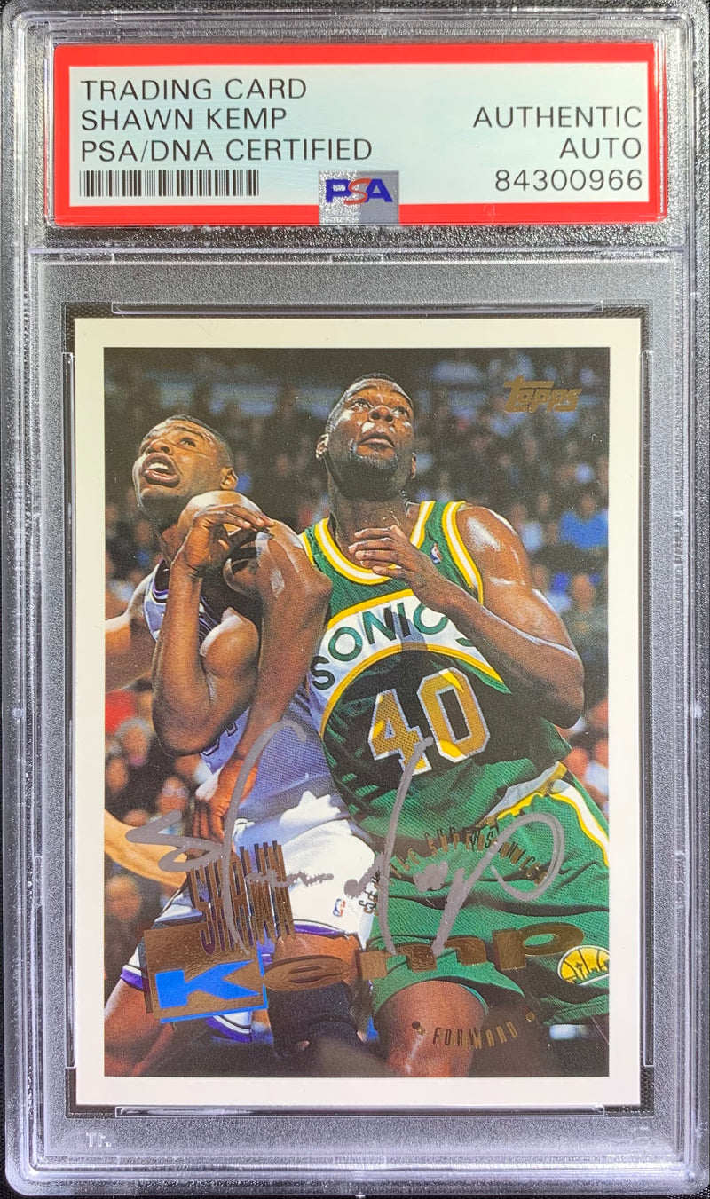 Shawn Kemp auto signed card Topps #110 Seattle Supersonics PSA Encapsulated