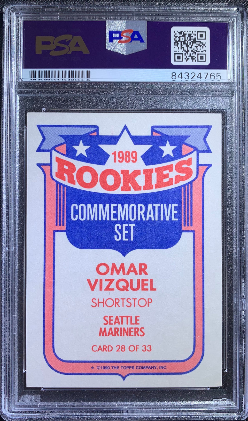 Omar Vizquel auto card 1990 Topps #28 MLB Seattle Mariners PSA Encapsulated RC