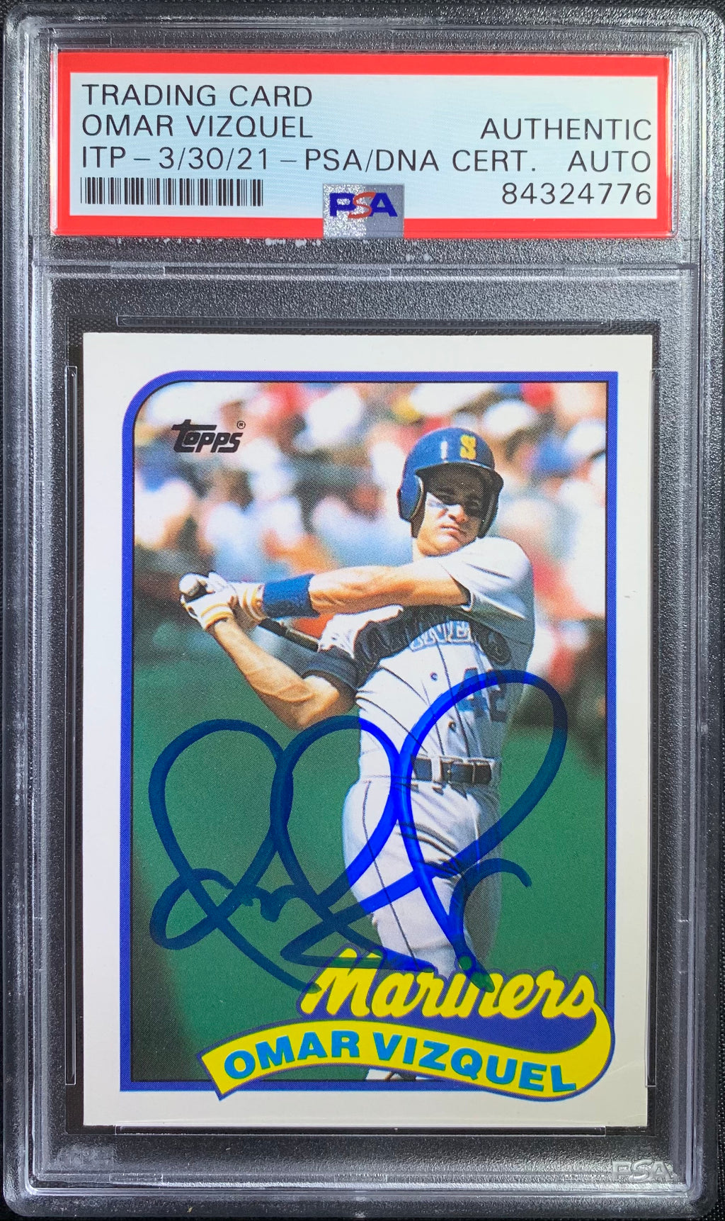 Omar Vizquel auto card 1989 Topps #122T MLB Seattle Mariners PSA Encapsulated RC