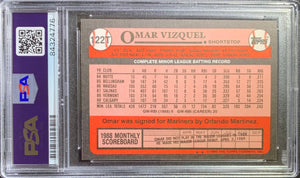Omar Vizquel auto card 1989 Topps #122T MLB Seattle Mariners PSA Encapsulated RC