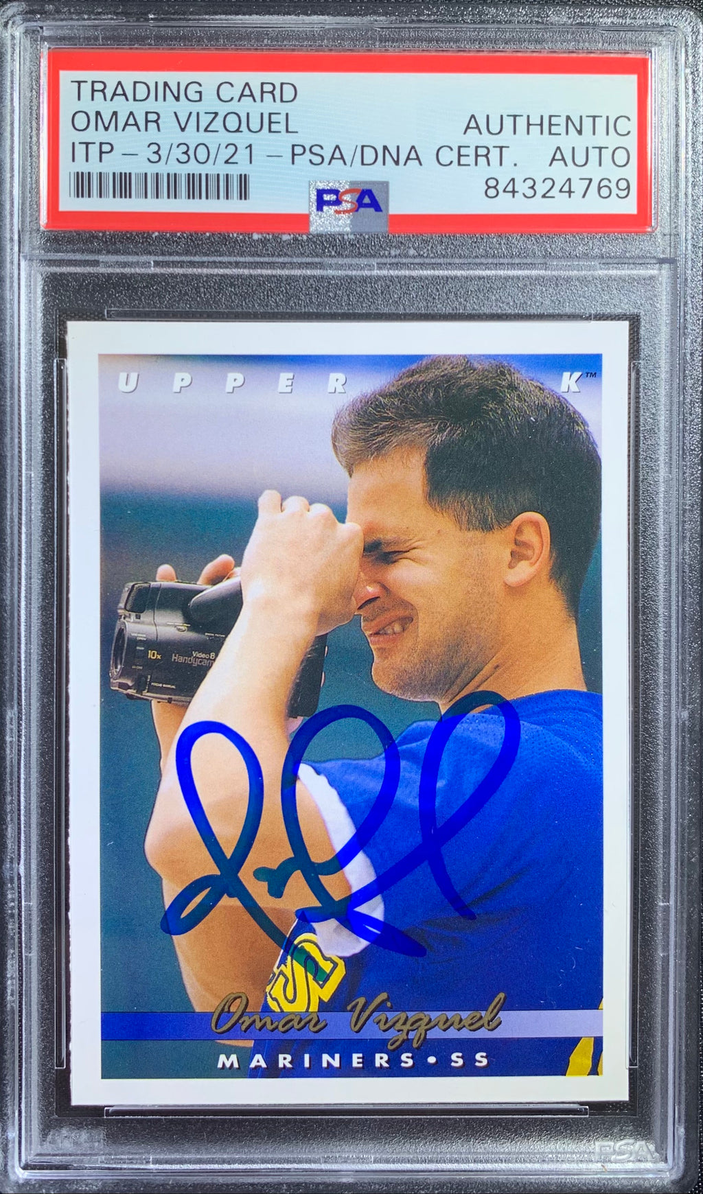 Omar Vizquel auto card 1992 Upperdeck #301 MLB Seattle Mariners PSA Encapsulated