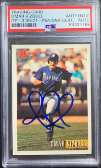 Omar Vizquel auto card 1993 Bowman #599 MLB Seattle Mariners PSA Encapsulated