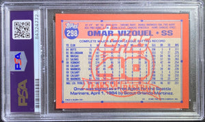 Omar Vizquel auto card 1991 Topps #298 MLB Seattle Mariners PSA Encapsulated