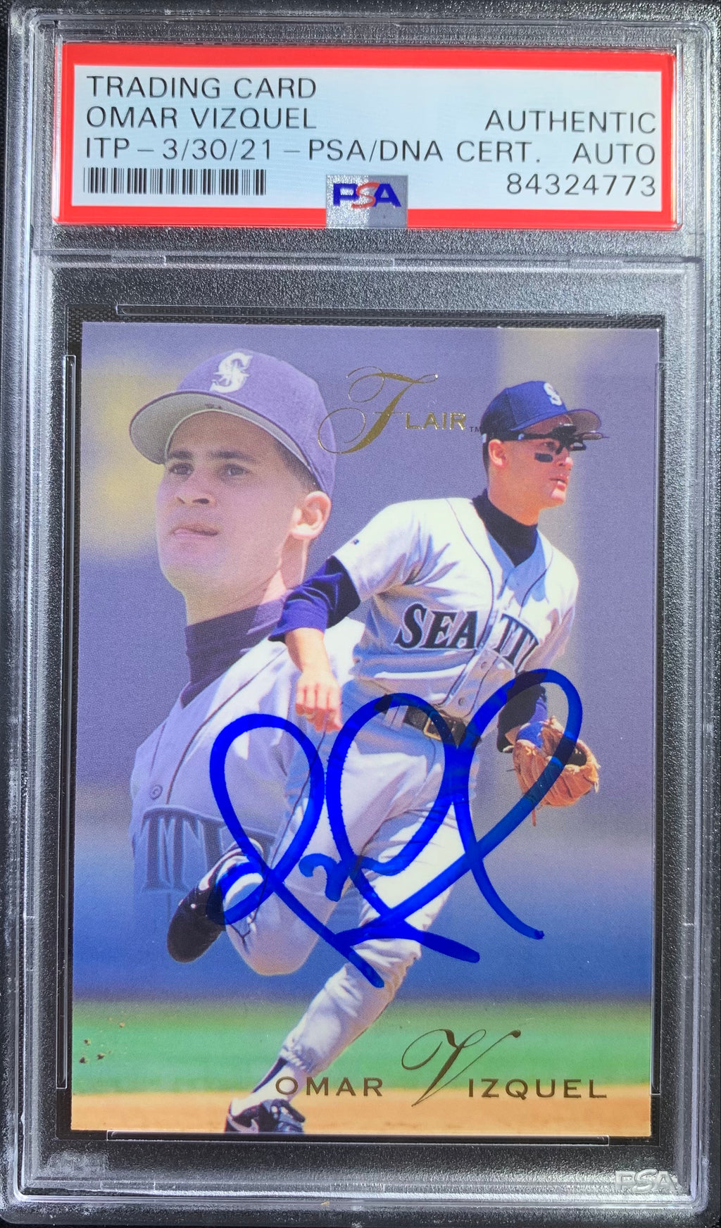 Omar Vizquel auto card 1993 Fleer #276 MLB Seattle Mariners PSA Encapsulated