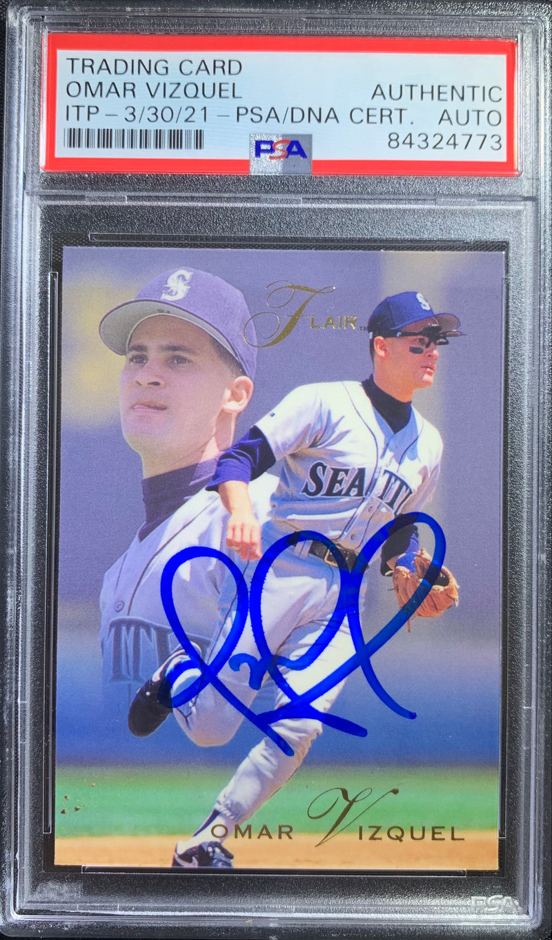 Omar Vizquel auto card 1993 Fleer #276 MLB Seattle Mariners PSA Encapsulated