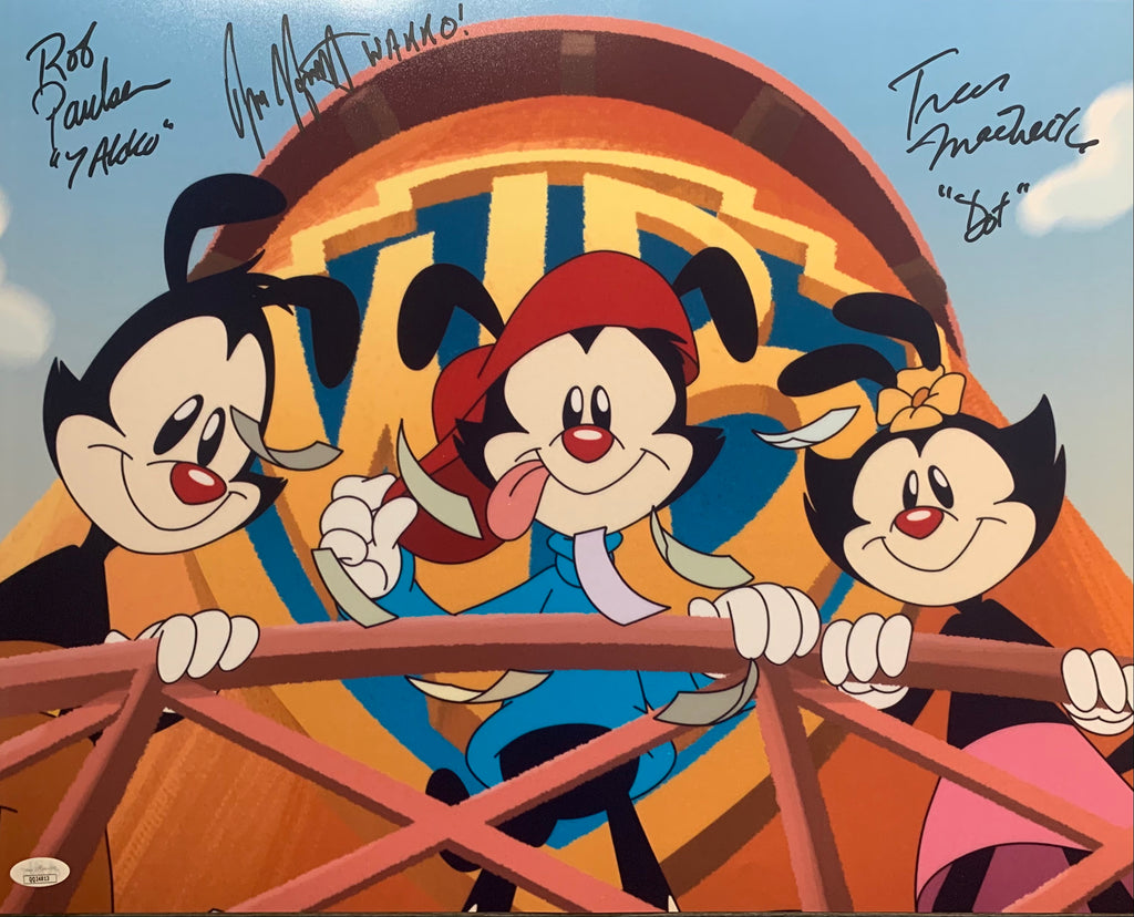 Animaniacs Cast Autograph Inscribed 16x20 Photo Rob Jess Tress Signed JSA COA