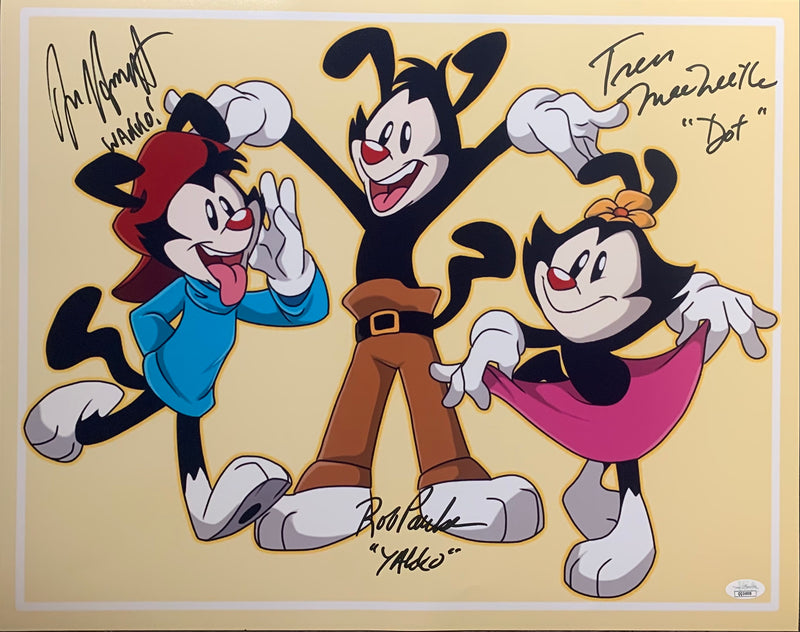 Animaniacs Cast Autograph Inscribed 16x20 Photo Rob Jess Tress Signed JSA COA