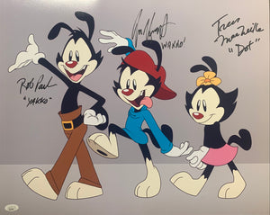 Animaniacs Cast Autograph Inscribed 16x20 Photo Rob Jess Tress Signed JSA COA